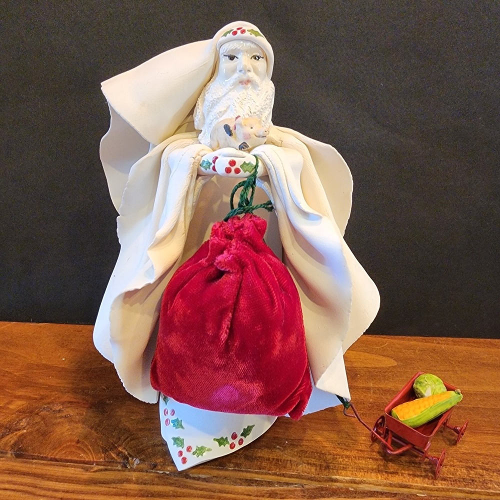Vintage Fabar White Santa Father Christmas Figurine Boxed Made In Italy‎